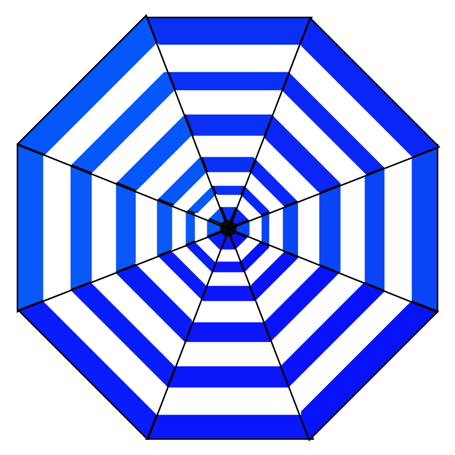 Parasol  rayé bleu