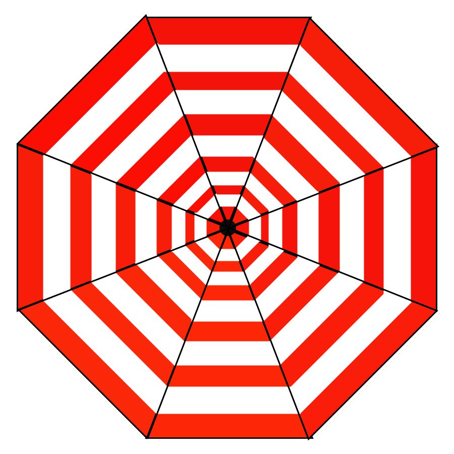 Parasol  rayé rouge