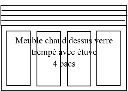 SELF-Meuble chaud dessus verre trempé avec étuve 1600X830