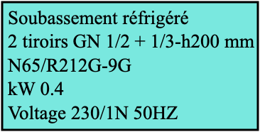 Soubassement réfrigéré 2 tiroirs GN 1/2 + 1/3-h200 mm N65/R212G-9G