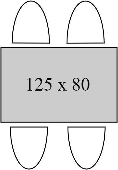 Table 4 - 6  pers. 80 x 125 cm