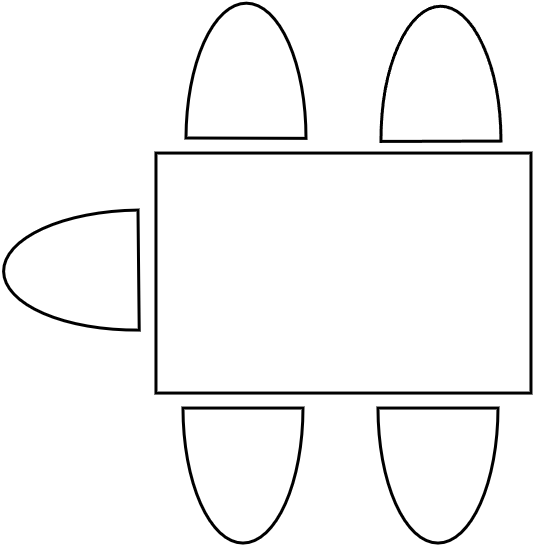 Table 4 - 6  pers. 80 x 125 cm