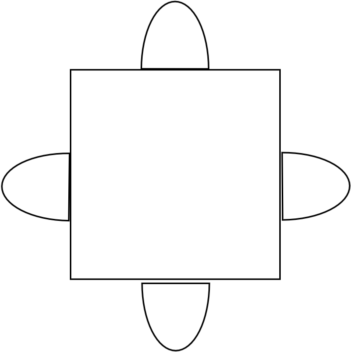 Table carré 4 pers. 140 x 140 cm