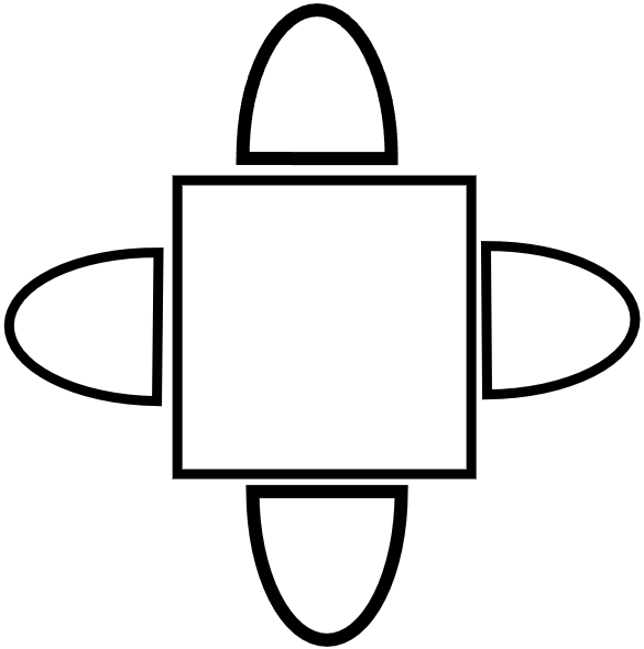 Table carré 4 pers. 90 x 90 cm