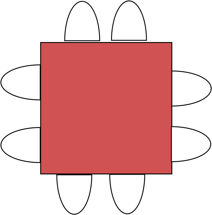 TABLE CARREE 150X150 8 PAX