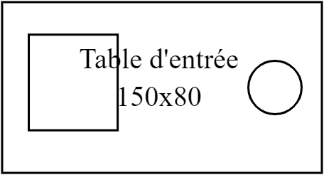 Table entrée plonge bac+douchette 150x80