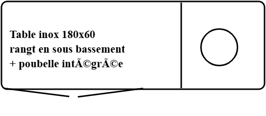 Table inox 180 x 60 + poubelle