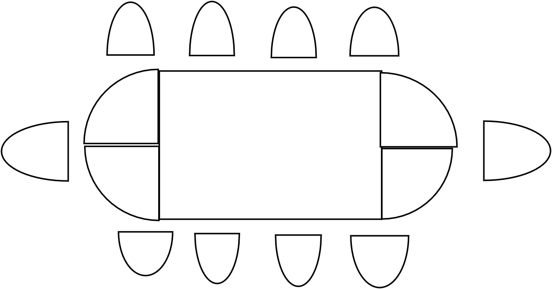 Table ovale 10 pax 250 x 100