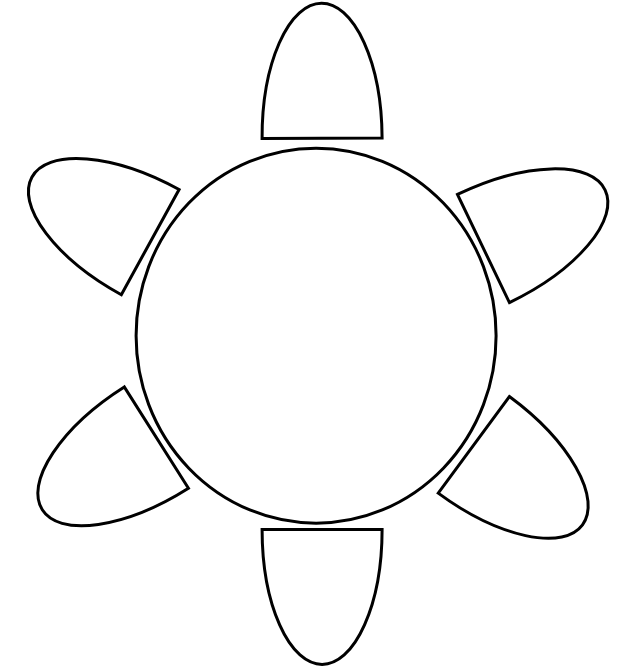 Table 6 pers.125 X 125 cm