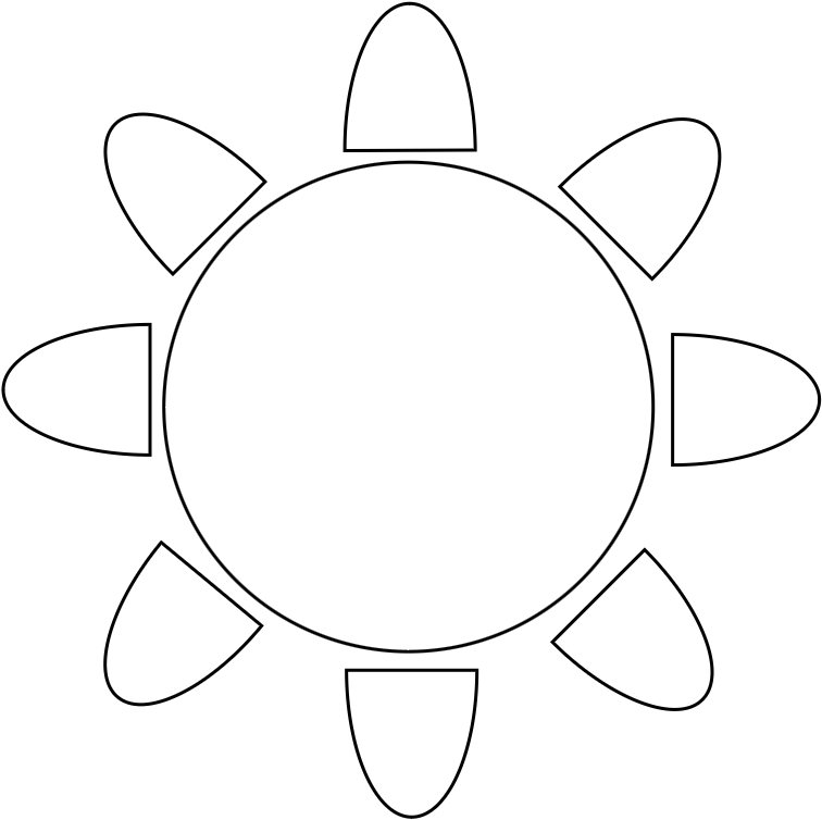 Table 8 pers. 150 X 150 cm