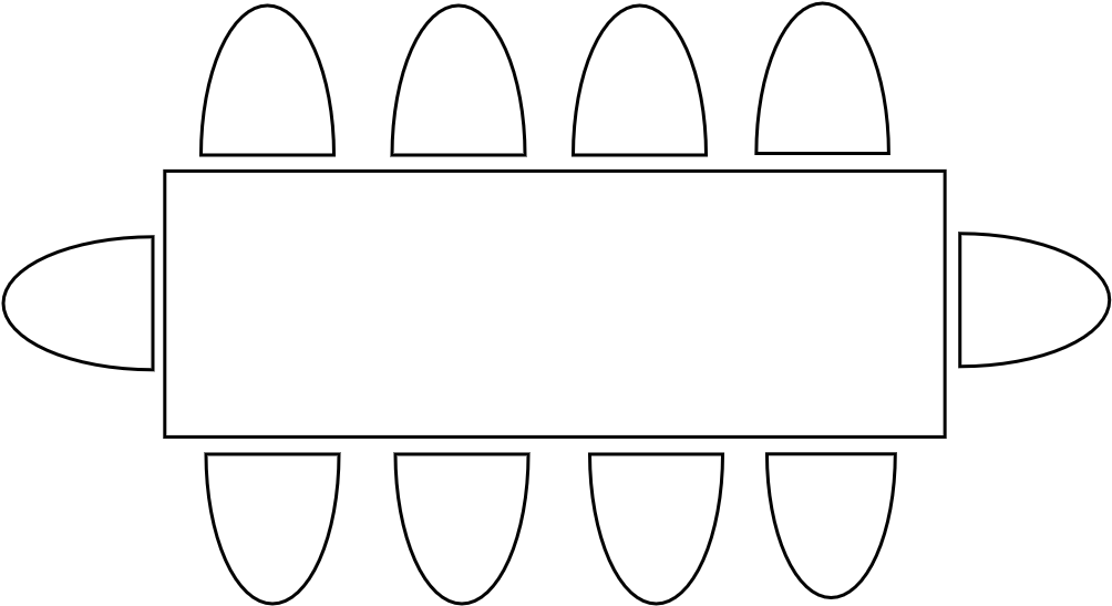 Table 8-10 pers  210 x 80 cm
