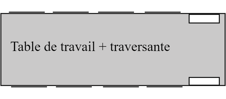 Table de travail traversante