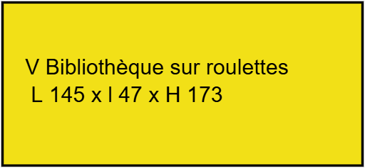 V Bibliothèque sur roulettes  L 145 x l 47 x H 173