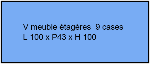 V meuble étagères  9 cases L 100 x P43 x H 100