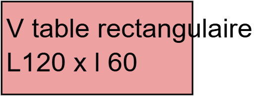 V table rectangulaire L120 x l 60