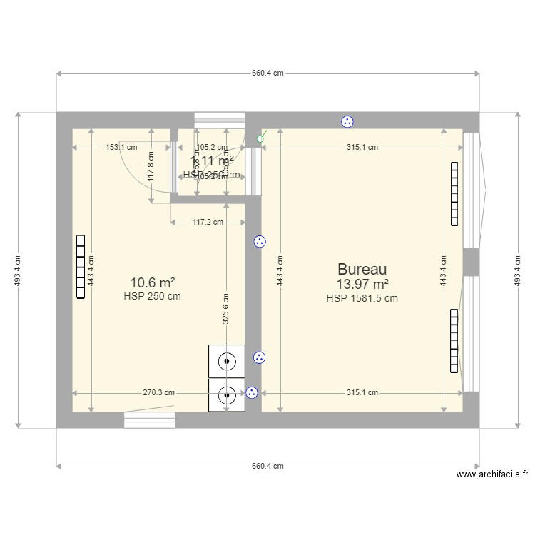 Bureau . Plan de 0 pièce et 0 m2