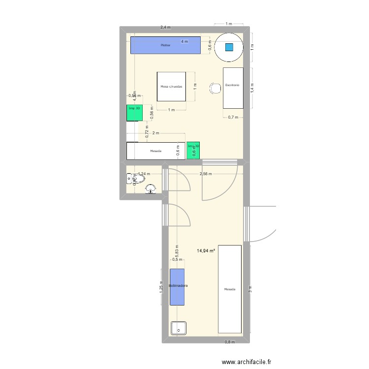 Perchero. Plan de 3 pièces et 33 m2