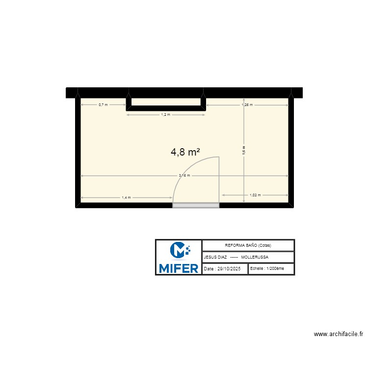 JESUS DIAZ (MOLLERUSSA )   Cotas. Plan de 2 pièces et 5 m2