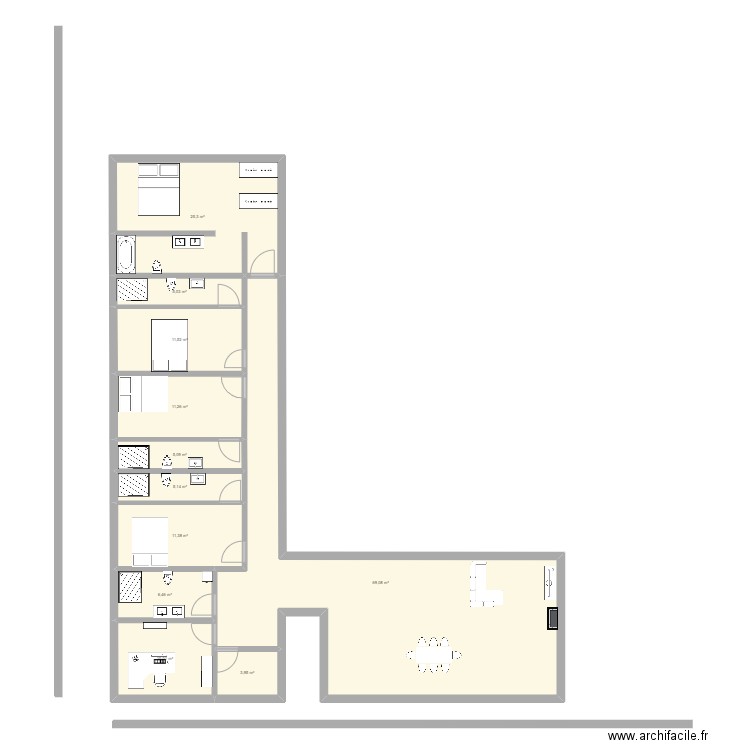 Casa em L. Plan de 0 pièce et 0 m2