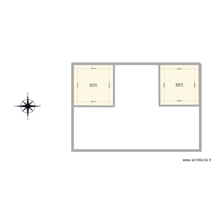 JR Santander. Plan de 2 pièces et 17 m2