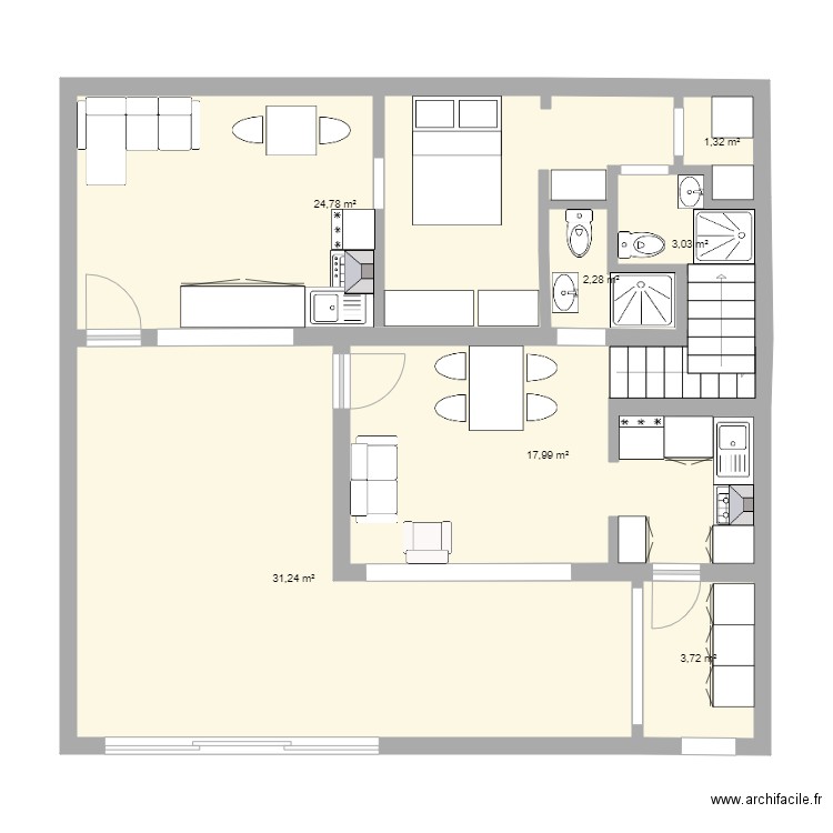 Apartaestudio final. Plan de 0 pièce et 0 m2