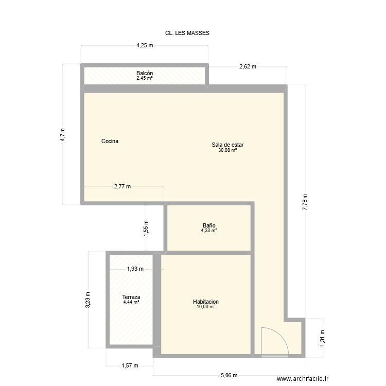 LES MASSES 31-3 BETERA. Plan de 5 pièces et 51 m2