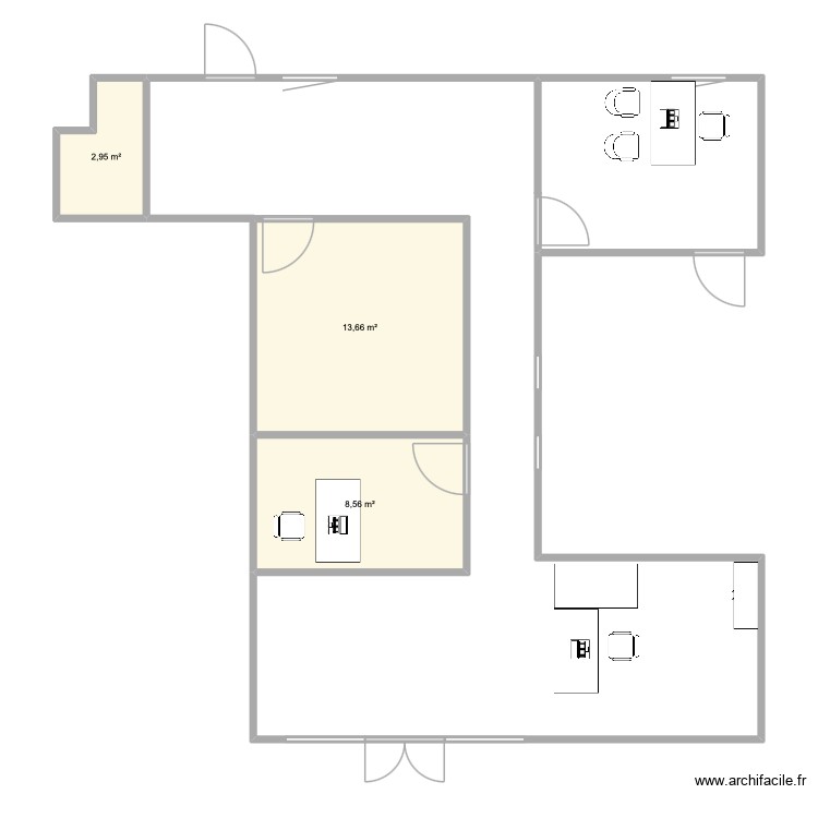 Plan 2 (1 bureau au fond droite). Plan de 0 pièce et 0 m2