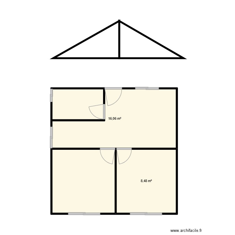 aaa. Plan de 3 pièces et 33 m2