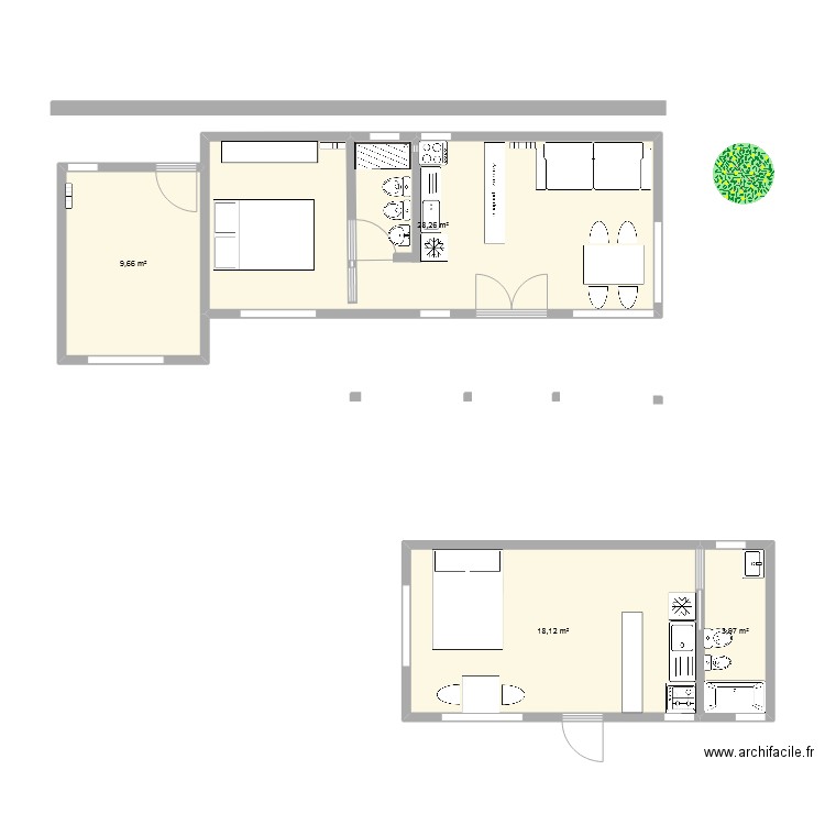 cabañas. Plan de 0 pièce et 0 m2