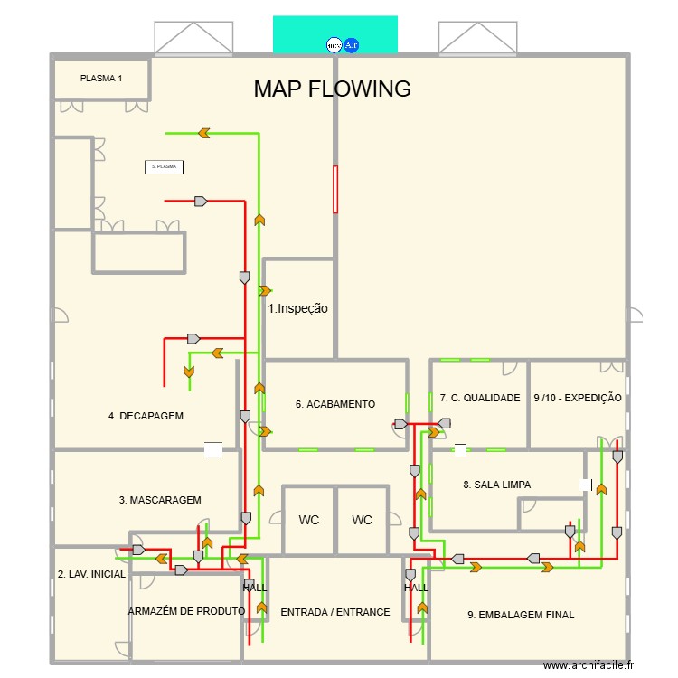 MAP FLOWING. Plan de 18 pièces et 1393 m2