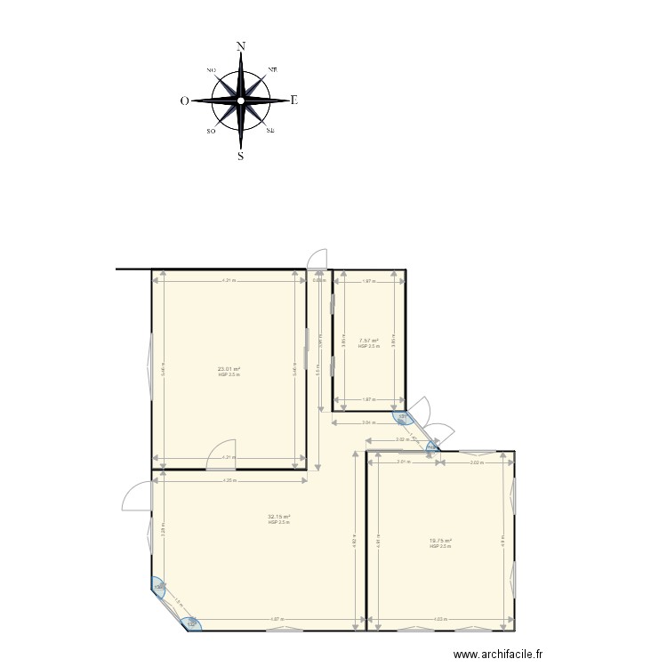 maison bleu. Plan de 0 pièce et 0 m2