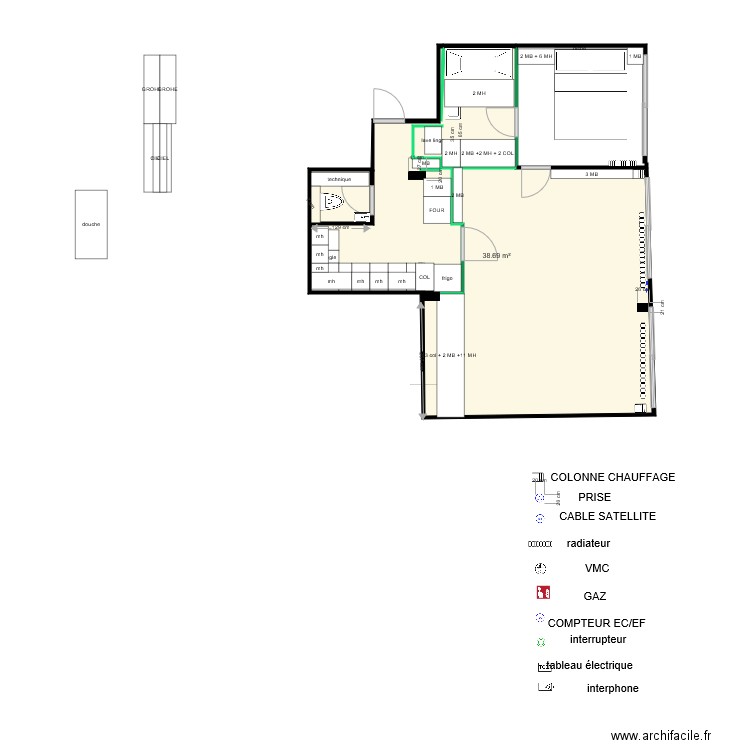 BOURET PROJET cuisine salon. Plan de 0 pièce et 0 m2