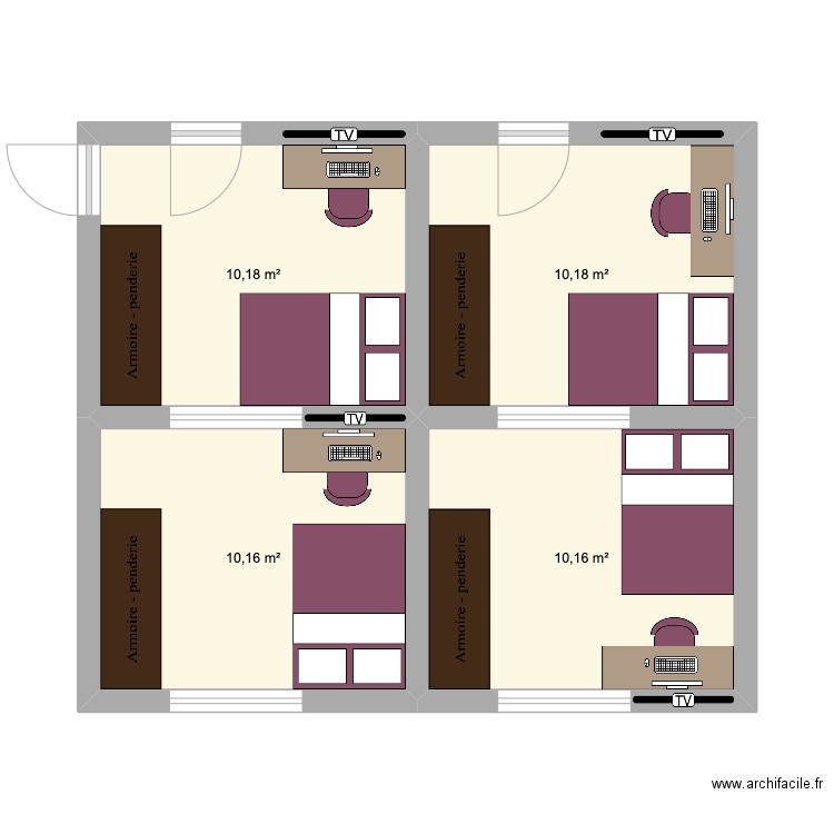 quarto 2. Plan de 0 pièce et 0 m2