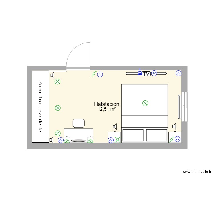 habitacion 1. Plan de 0 pièce et 0 m2