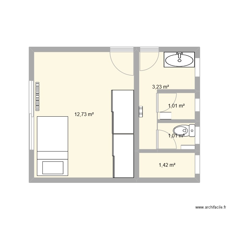 opc2. Plan de 5 pièces et 19 m2