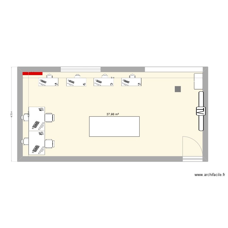 قفغق. Plan de 1 pièce et 38 m2
