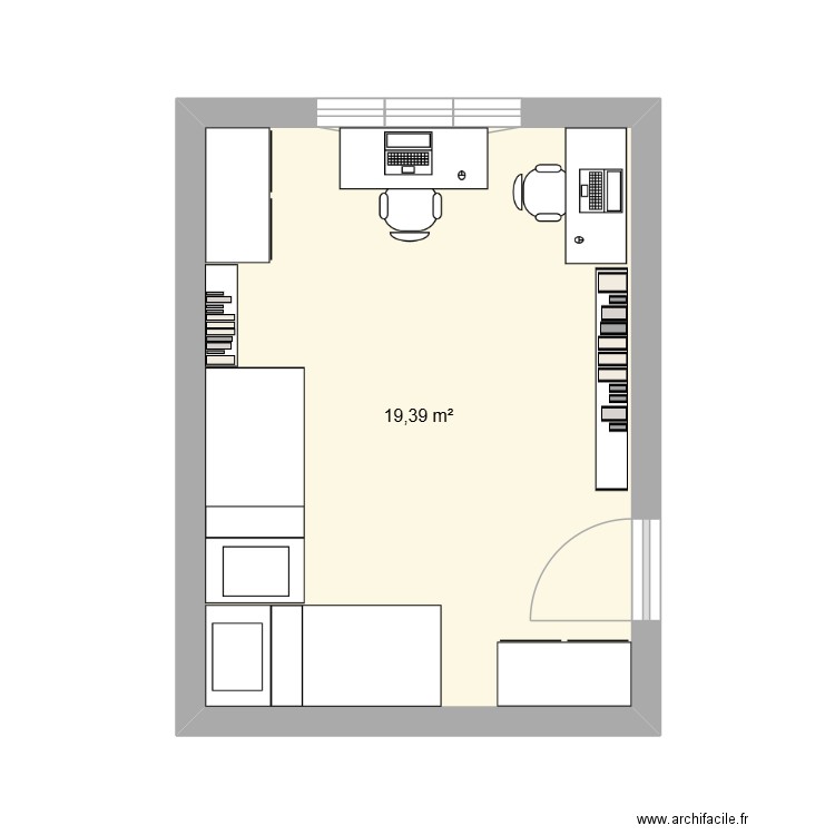Детска. Plan de 1 pièce et 19 m2