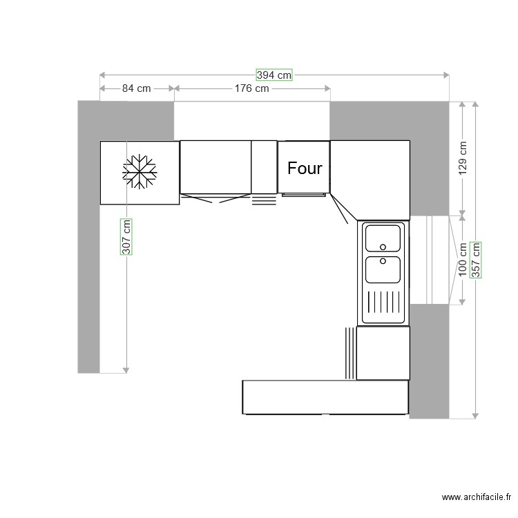 cuisine avec meubles bas. Plan de 0 pièce et 0 m2