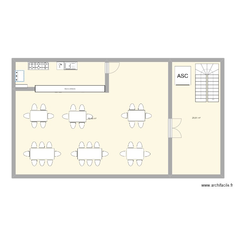 Cafeteria. Plan de 0 pièce et 0 m2