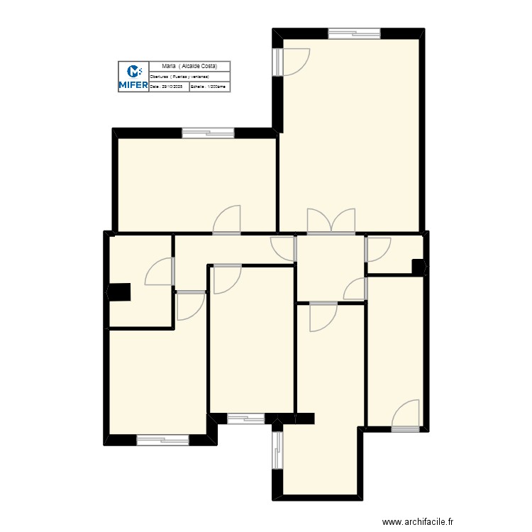 MARIA ( C/Alcalde costa, lleida)  PLANO Puertas y ventanas. Plan de 9 pièces et 91 m2