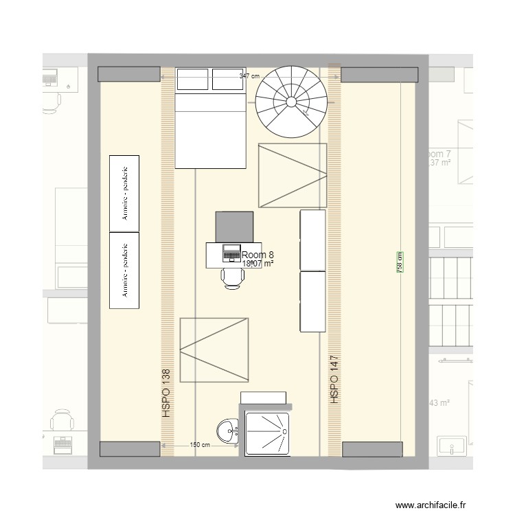 Am&eacute;ricaine. Plan de 0 pièce et 0 m2