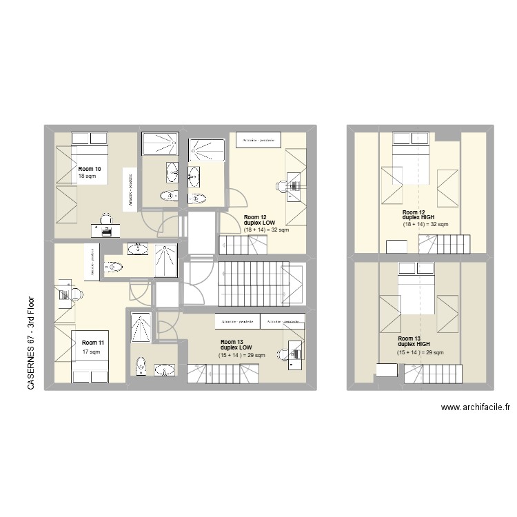 Casernes. Plan de 0 pièce et 0 m2