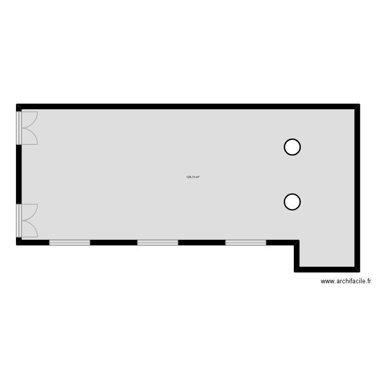 Galerie. Plan de 1 pièce et 129 m2