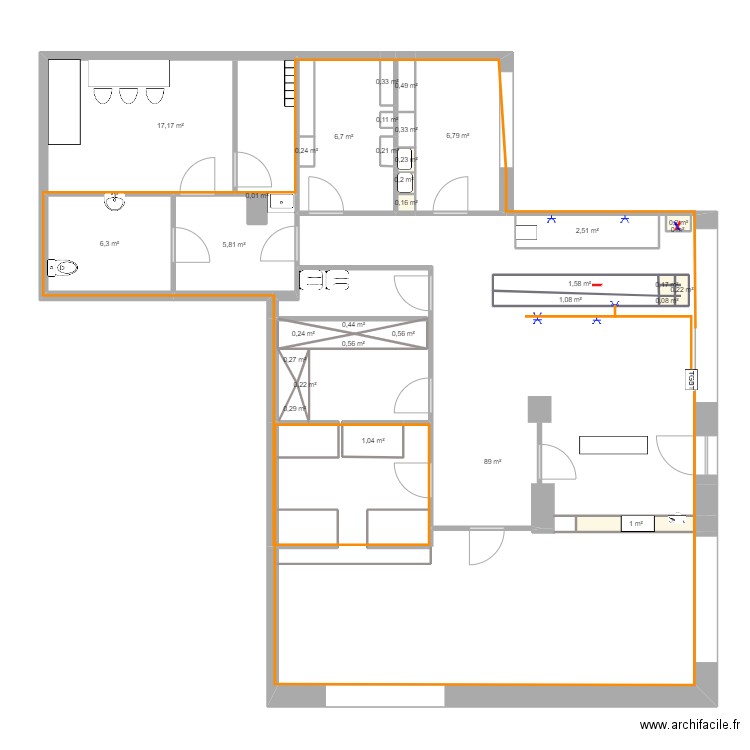 Plano con tomas de red. Plan de 0 pièce et 0 m2