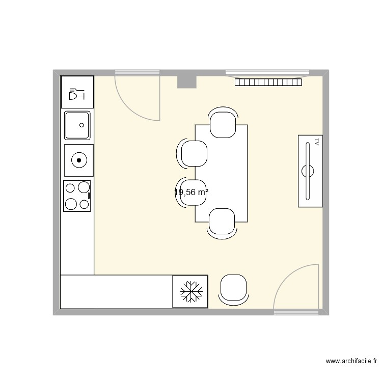 COCINA GRANDE  02. Plan de 1 pièce et 20 m2