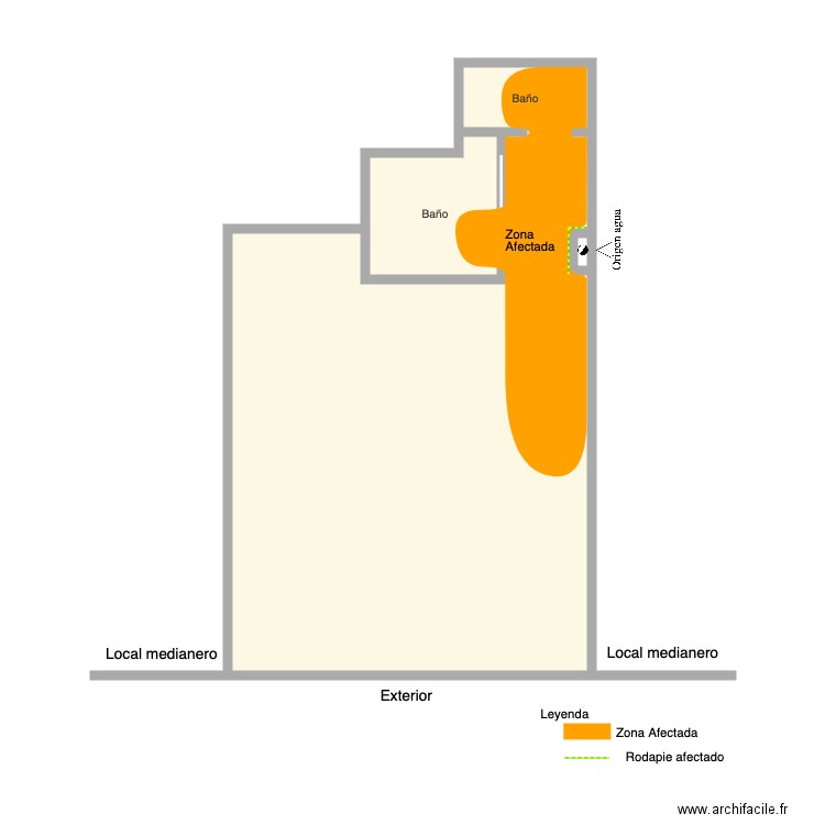 humedad. Plan de 0 pièce et 0 m2