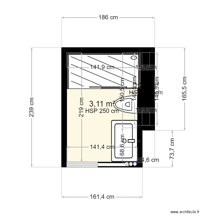 WC1. Plan de 0 pièce et 0 m2