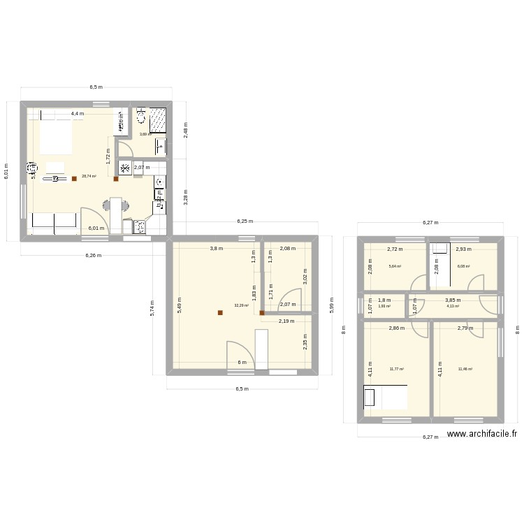 Collado Buhardilla 2 hab pta central v2. Plan de 9 pièces et 106 m2