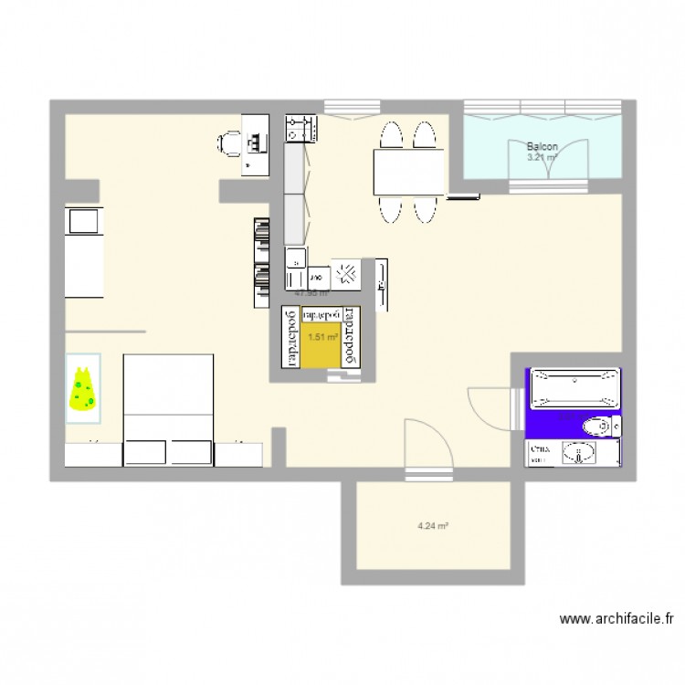 light. Plan de 0 pièce et 0 m2
