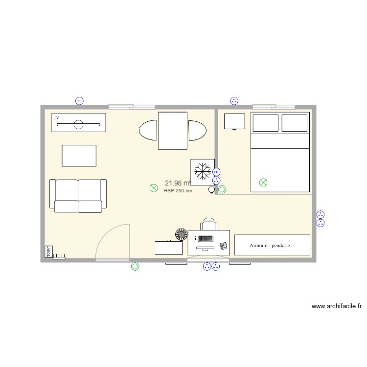 plano monoambiente. Plan de 0 pièce et 0 m2